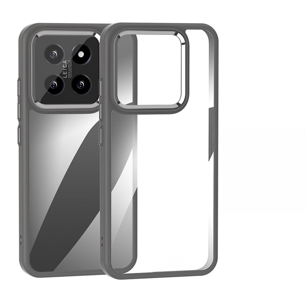 Suitable for The Xiaomi 14PRO Golden Shield Magnetic Three-in-one Eagle Eye Phone Case, Transparent and Simple Style 14 Metal Key Case