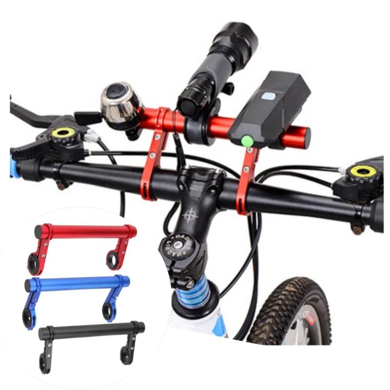 Black 20CM Aluminum Alloy Bicycle Handlebar Extender Bike Front Light Bracket Lamp Flashlight Bracket Accessories