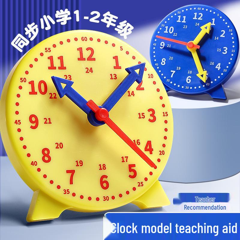

Montessori Math Clock for Kids - Educational Toy for Learning Time Dark Blue Clock - 3 Hands, 24 Hour