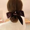 Large Velvet Ribbon Chouchou Adults Black Hair Accessory Tie (blackbrown)