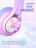 iClever Kids' Bluetooth Headphones, Cat Ear LED Light-Up Wireless Kids Headphones with Volume Limiting (7485 dBA), 45 Hours of Playtime, and Mic for
