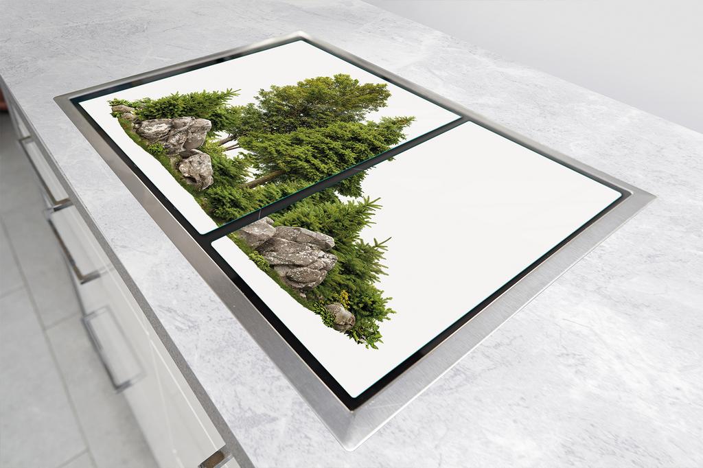 GLAS-KOCHFELD-SCHUTZPLATTE 75x52 BÄUME
