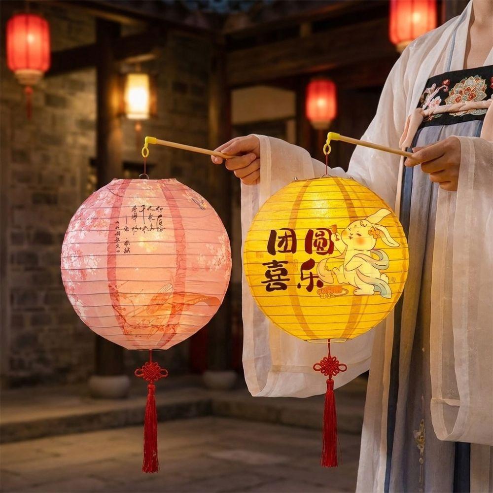 Luminous Mid-Autumn Paper Lanterns Folding DIY Handheld Lanterns  Kindergarten Use