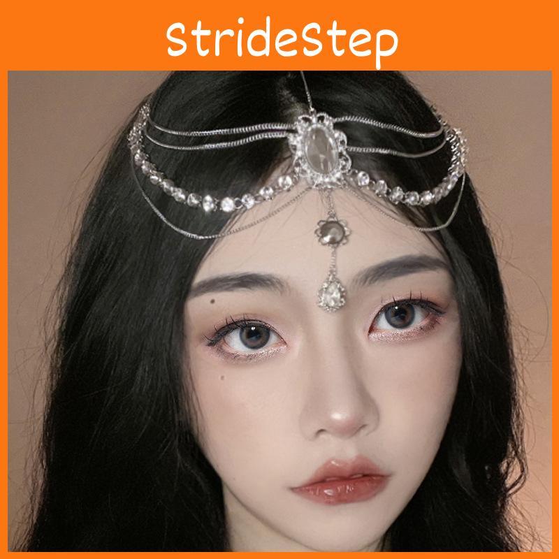 And Elegant Rhinestone Multi Layer Chain Design Women Silver Headwear Jewelry