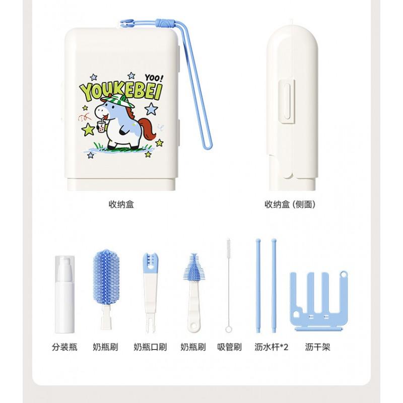 Portable Baby Bottle Brush Set Silicone Nipple Cleaner Travel