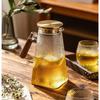 Large Capacity Glass Teapot Set with Wooden Handle and Hammered Texture - Explosion-Proof for Cold Water and Juice