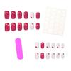 24 Pieces Of Manicure Rose Red Love Triangle Sweet Cool Babes Medium And Long Square Wearing Nail