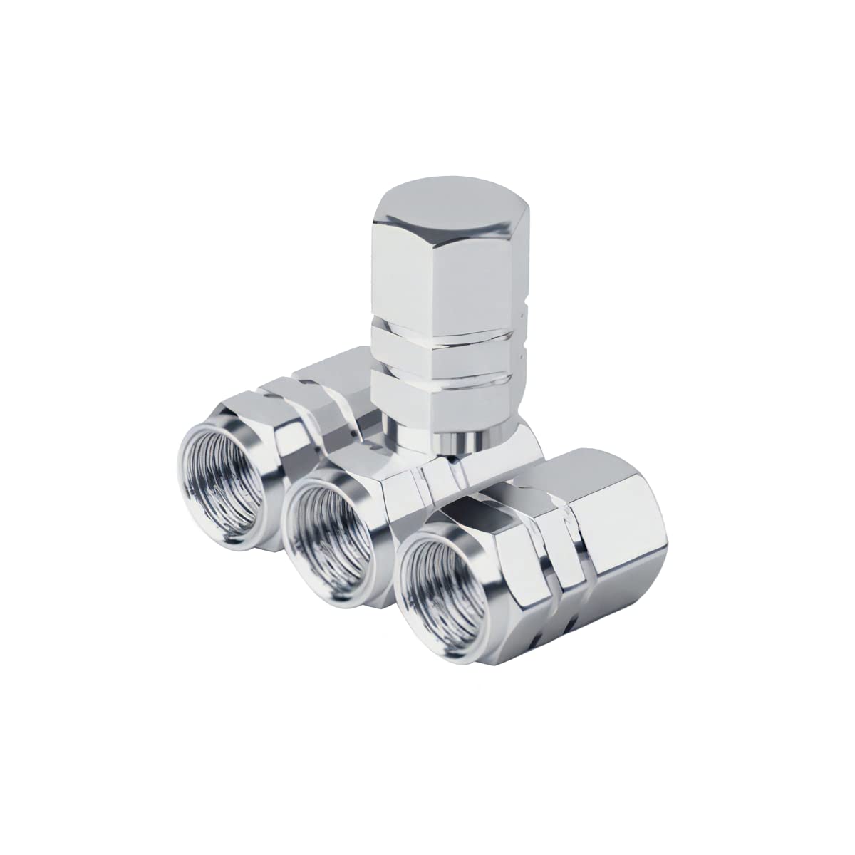 Волны Колпачки на ниппель шины Алюминиевый Набор из 4 штук Автомобиль Мотоцикл (Серебряный)