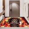 Tappeto Area Stampata Sfondo Fiamma Fuoco Logo Cervo Jagermeister Tappeto Decorazione Tappeto Pavimento Rettangolare Antiscivolo Marca Liquori Bar Stanza Giochi Man Cave