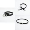 Vintage Women's Belt Casual Simple Alloy Pin Buckle Thin Faux Leather Waist Belt Black In Stock