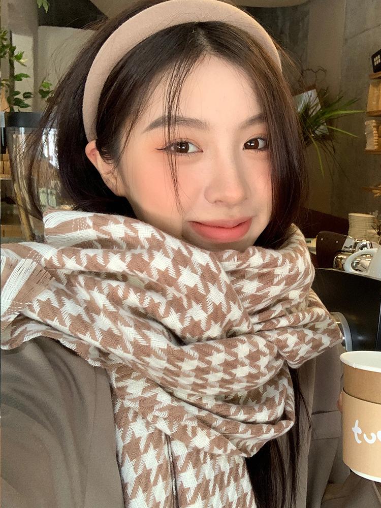 New  Autumn Winter Preppy Plaid Vintage Scarf Women Men Houndstooth Scarve Pashmina Mujer Foulard Bufanda Pareo Wrap Shawl