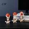 Resin Pumpkin Decor 3 Pcs Halloween Skeleton Statue, Hear See Speak No Evil Head Distressed Craft Figurine, Spooky Skull Ornament for Mantel,