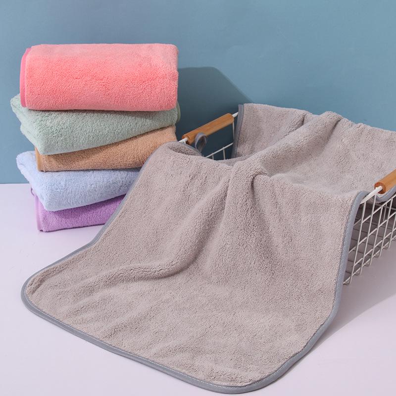 Soft High-Density Coral Fleece Towel - Absorbent, Thick Face & Hair Drying with Fresh 3D Floral Design