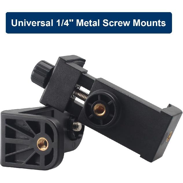 Universal Smartphone Mount Holder – Compatible with Tripods & Stands (1/4 Inch Screw). Rotates 360° for Vertical & Horizontal Adjustments. Secure