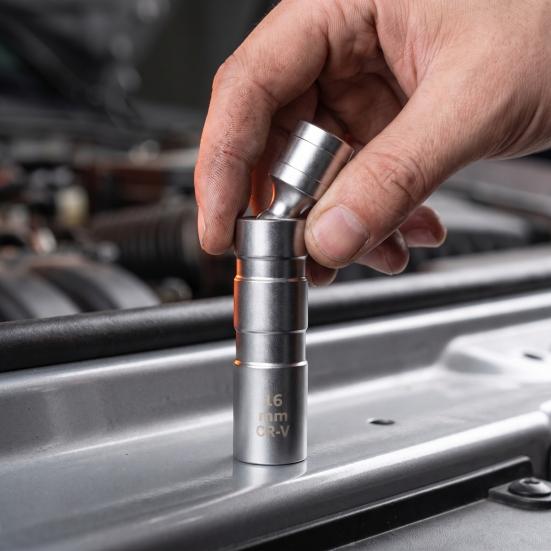 Precision Automotive Socket Tool Universal Magnetic Spark Plugs Sleeve, Thin Wall Joint Durable Steel Wrench 14/16mm Removal Tool, Repair Stopper,
