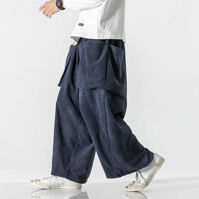 Corduroy Cargobroek Japanse Vintage Zijzakken Harembroek Casual Streetwear Jogger Sweatpants Losse Oversized Broeken