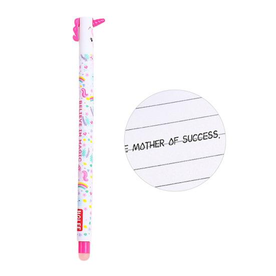 Smazatelná propiska 0,7 mm s černým inkoustem, s měkkým úchopem šetrným k pokožce, roztomilé zvířecí víčka, design s tlačítkem, doplňovatelné tužky, školní potřeby