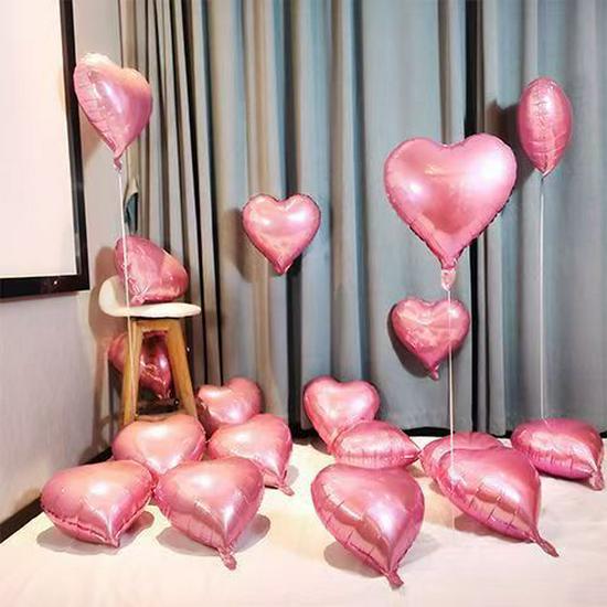 Red Heart Aluminum Foil Balloon - Romantic Photo Props for Proposals and Birthday Decorations