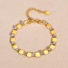 Elegant White Cubic Zircon Charm Bracelet,Women's Hollow Elliptical Handmade Chain Bracelet,Gold Color Stainless Steel Bracelets