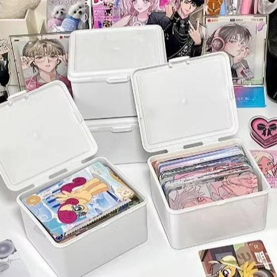 Pure White Flip-Top Desktop Storage Box with Ins Style Sticker