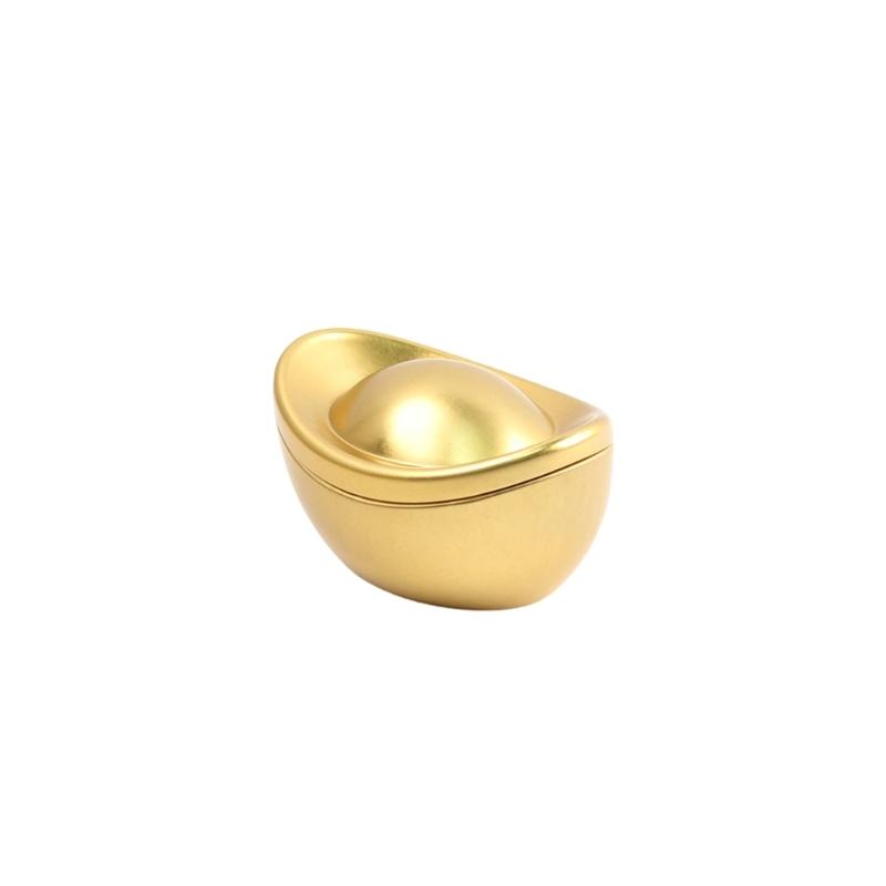 Golden Ingot Shape Tin Candy Chocolate Holder Box Metal Candy Container For Wedding Chinese Spring Festival Celebration
