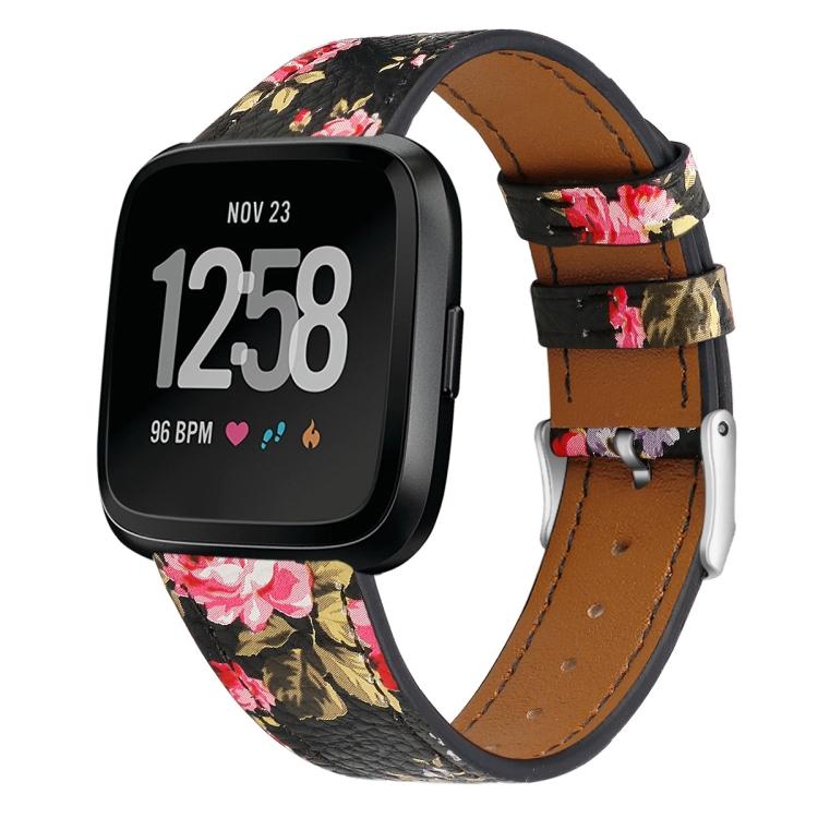 

For Fitbit Versa 2 / Fitbit Versa / Fitbit Versa Lite Leather Watch Band with Round Tail Buckle(Gray) розовый