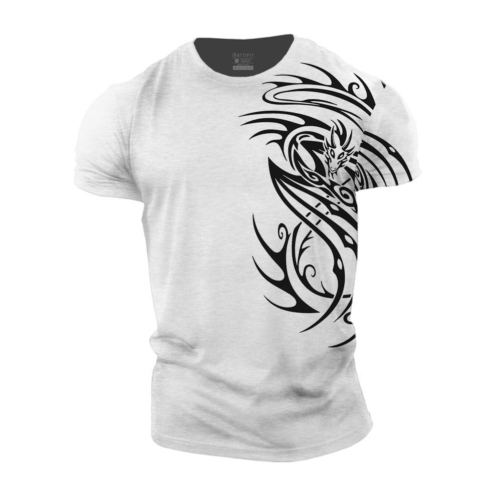 Modisches Herren-T-Shirt mit Tier-Totem-Print, T-Shirt für Männer, übergroße Shirts, einfache kurzärmelige Oberteile, Street-Casual-Herrenbekleidung