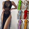 Women's Summer Fashion Sexy Color Waist Bikini Long Mesh Lace-up Three-pieces Swimsuit