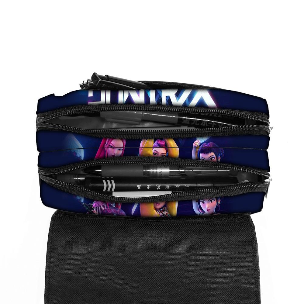 KPop DemonHunters Full Version Student Large Capacity Pencil Bag Demon Hunter Girls Group Pencil Bag Stationery Bag CLE