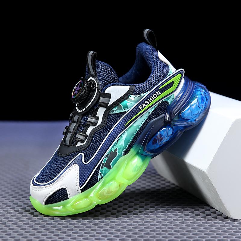 Boys' Shoes Spring Children's Non-slip Breathable Mesh Leather All-match Boys Sports Running Shoes