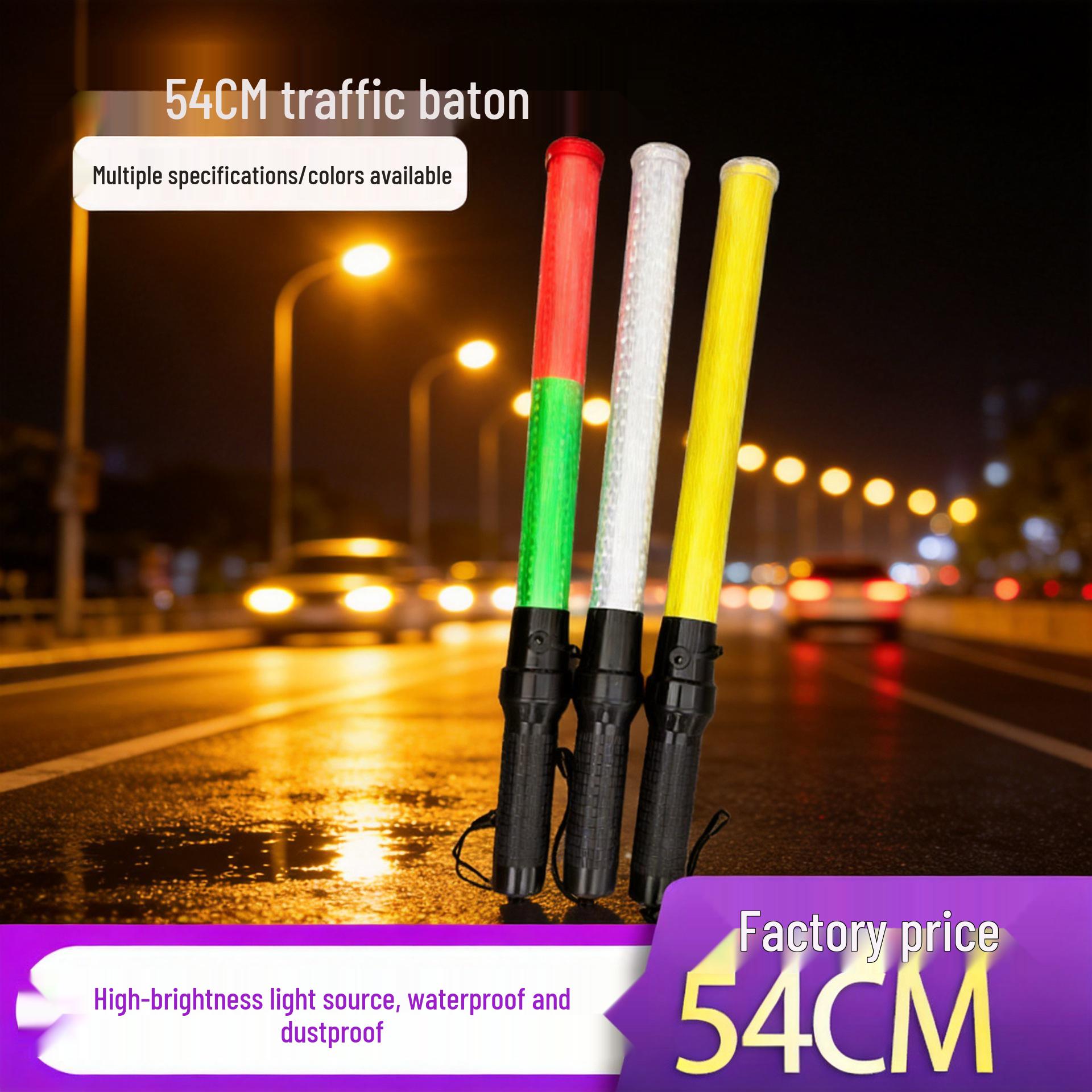 Rechargeable LED Emergency Traffic Baton – Flashing Warning Stick for Outdoor Night Use. Red & Green - Battery Version (No Battery)