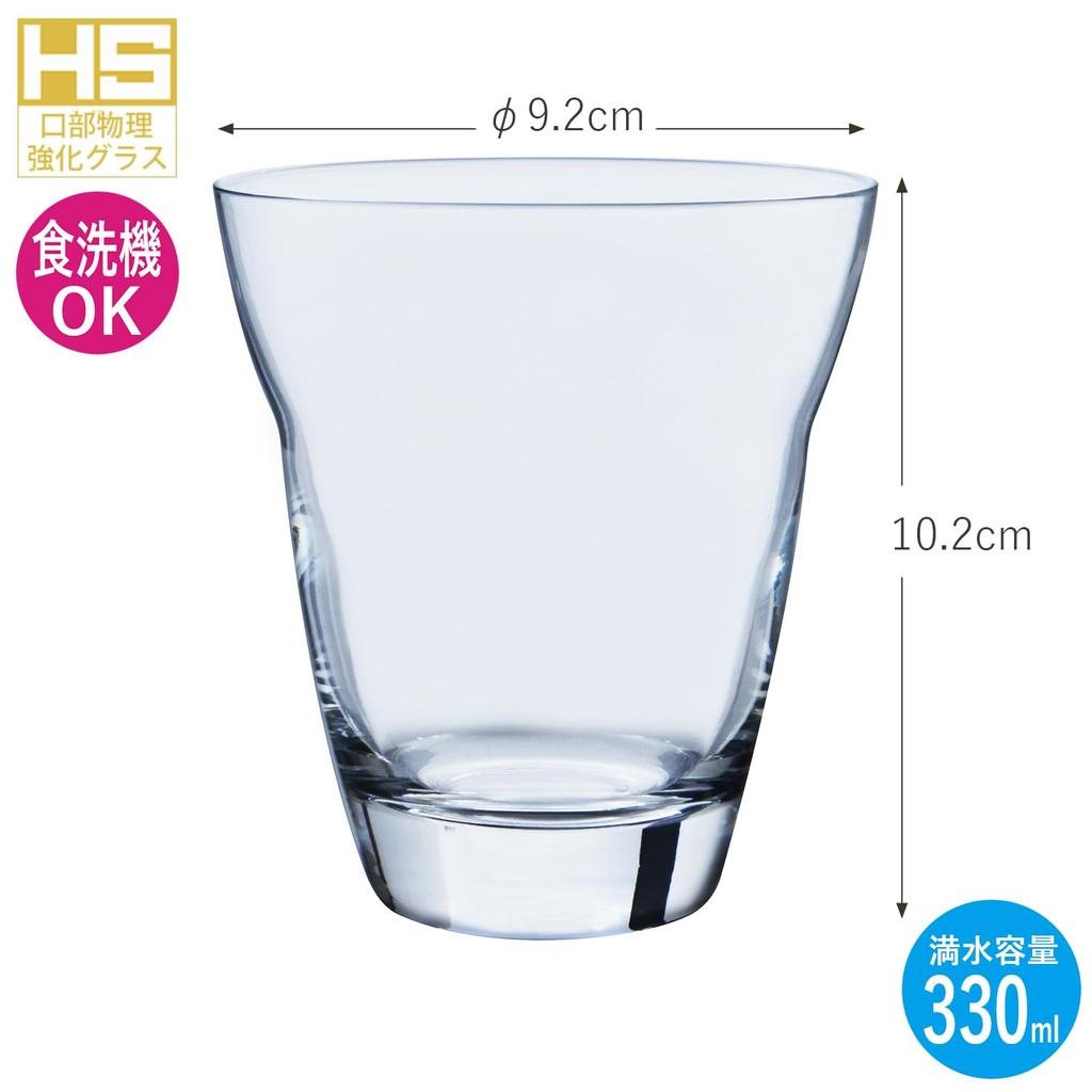 Toyo Sasaki Glasbecher, Glas, Softdrinkbecher, 330 ml, 6er-Set, hergestellt in Japan, spülmaschinenfest, unzerbrechlicher Glasbecher, Kaffeeglas, Saftglas