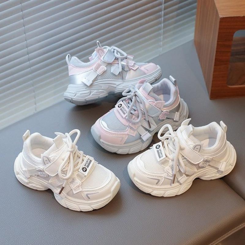 Spring Kids Sneakers Soft Sole Princess Shoes Lightweight White Shoes Fashion Dad Shoes Girls Outdoor Running Shoes