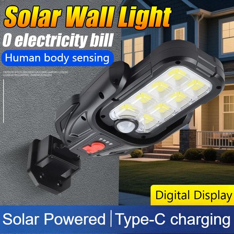 Adjustable Solar Lights Motion Sensor Outdoor Solar Wall Lamp 3 Modes Solar USB Rechargeable Light for Patio Garden Garage