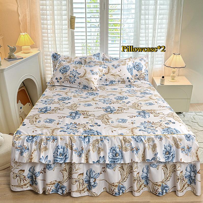 Bedroom Household Single-piece Sanding Bed Skirt Solid Color Skin-friendly Bedspread Bed Cover Bedroom Student Dormitory Sheets