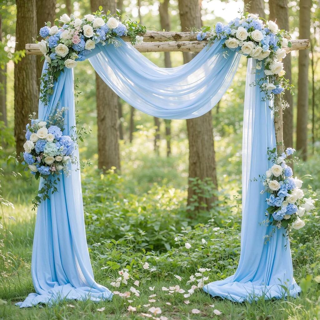 Wedding Arch Draping Fabric, Sheer Chiffon Arch Drape for Bridal Shower Backdrop Outdoor Party Arches Church Ceremony Decoration