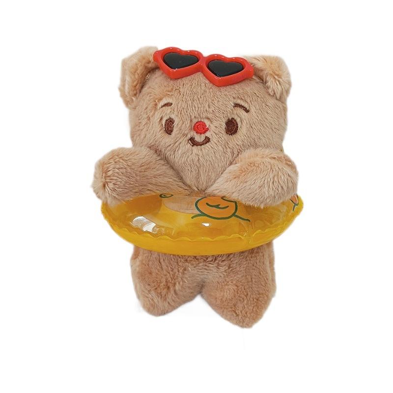 Cute Cute Swimming Circle Butter Bear Pendant Cartoon Plush Toy Bear Doll Bag Hanging Keychain Doll