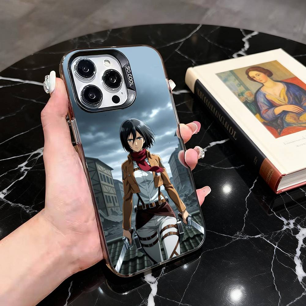 A-Attack On T-Titan M-Mikasa A-MA Phone Case For iPhone 17,16,15,14,13,12,11 Plus,Pro Max,XS,Colorful Silver Black Cover