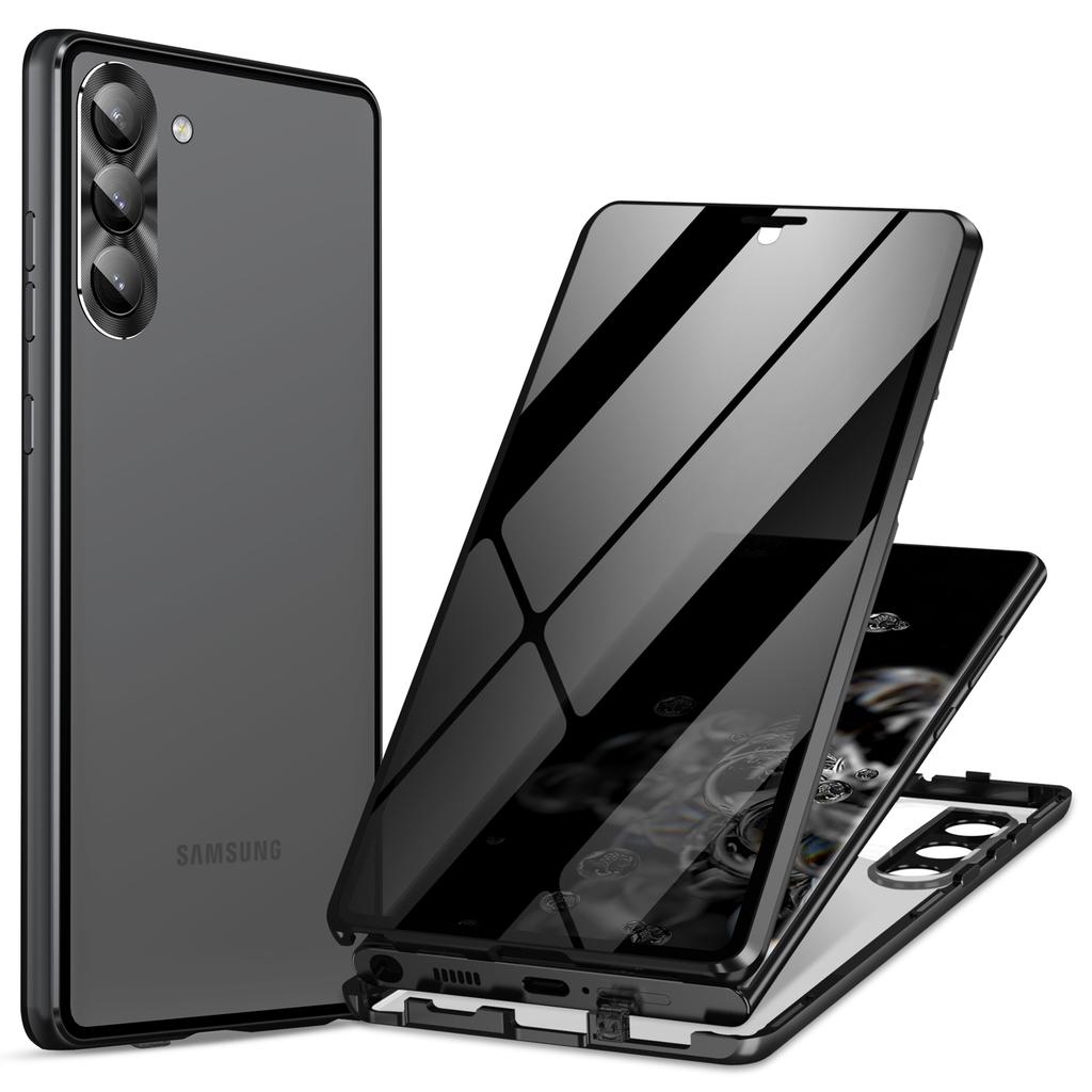 For Samsung Galaxy S24 Case Anti-Spy Double-Sided Tempered Glass Cover with Metal Frame