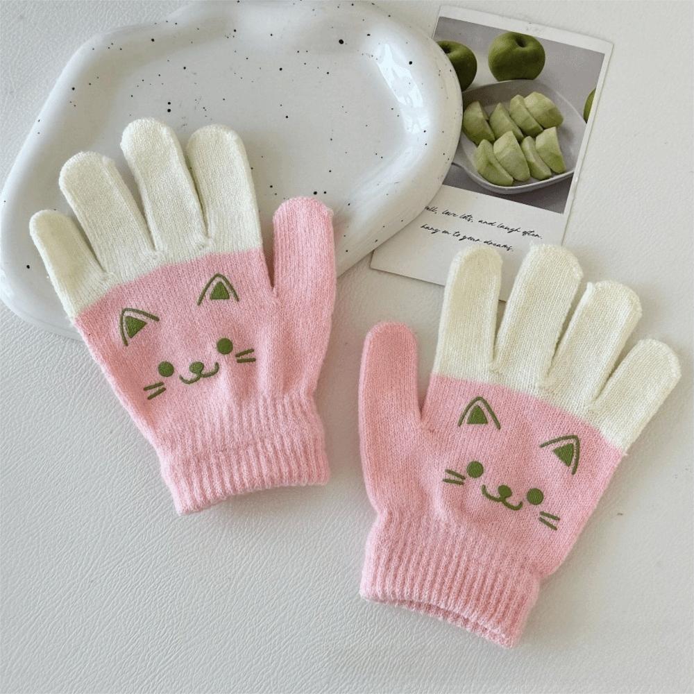 Gestrickte Strickhandschuhe Winter Warm Vollfingerhandschuhe für 4-8 Jahre Alte Baby Jungen Mädchen