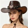 Summer American retro western cowboy hat, big brim, small face, outdoor travel, big head circumference hat, top hat