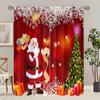 2 Pieces of Santa Claus Christmas Tree Printing Curtain - Polyester Material - Suitable for Bedroom Living Room Study Room Priva