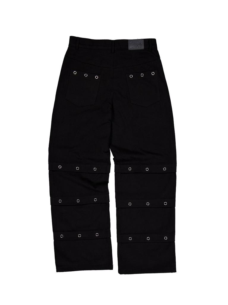 SETUP-EXE Pin Tuck Eyelet Pants / Black