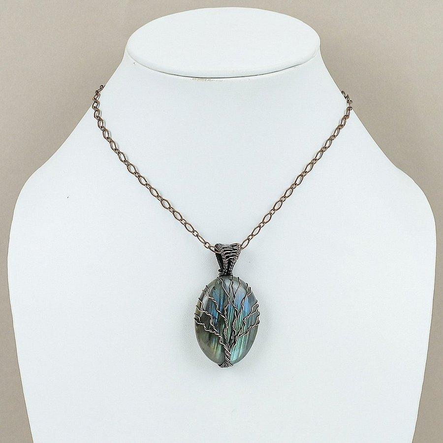 Labradorite Handmade Copper Wire Wrap Jewelry Pendant 2.09" f1F88