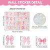 Pink Bow Holographic Window Stickers, Boho Iridescent Glass Decals for Girls Bedroom, Rainbow Window Clings for Bedroom and Shop Window Decor