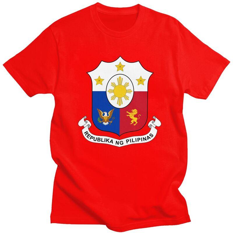 Custom Coat Of Arms Of Philippines Tshirts for Men Short Sleeves Leisure T Shirt Philippine Flag Tshirts 100 Cotton Tee Gift