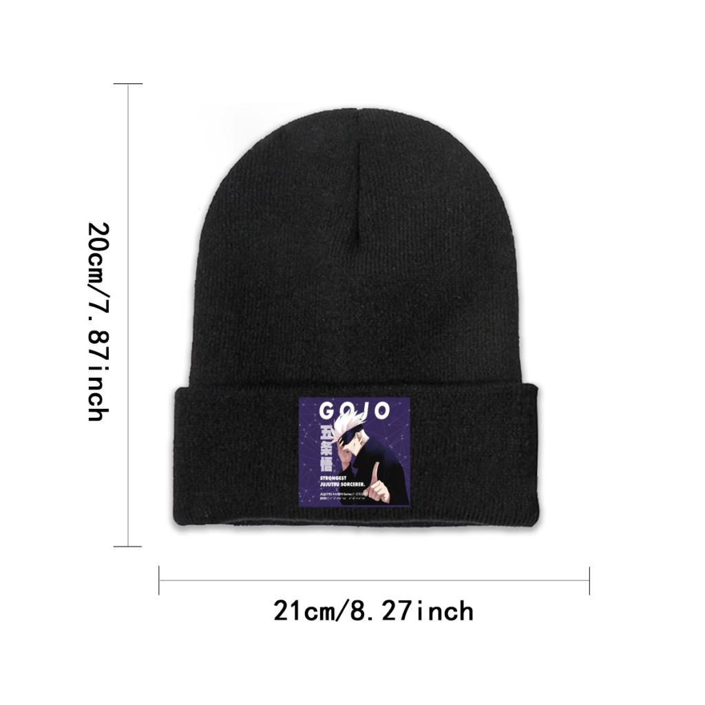 Jujutsu Kaisen Gojo Satoru Knitted Caps for Women Unisex Beanie Winter Hat Polyester Anime Japan Manga Hip Hop Caps