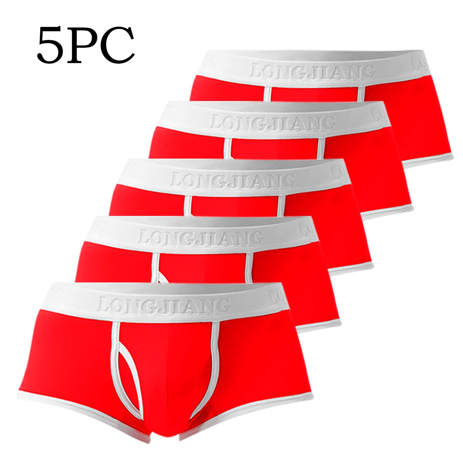 

1/5 шт., сексуальное мужское однотонное дышащее нижнее белье, трусы с выпуклым мешком, шорты, трусы L/5PCS красный