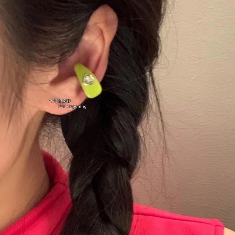 Sweet Colorful Zircon Ear Cuff Ear Clip for Women No Pierced Candy Color Geometric Earcuff Ear Wrap Earcuff Clip Wedding Jewelry