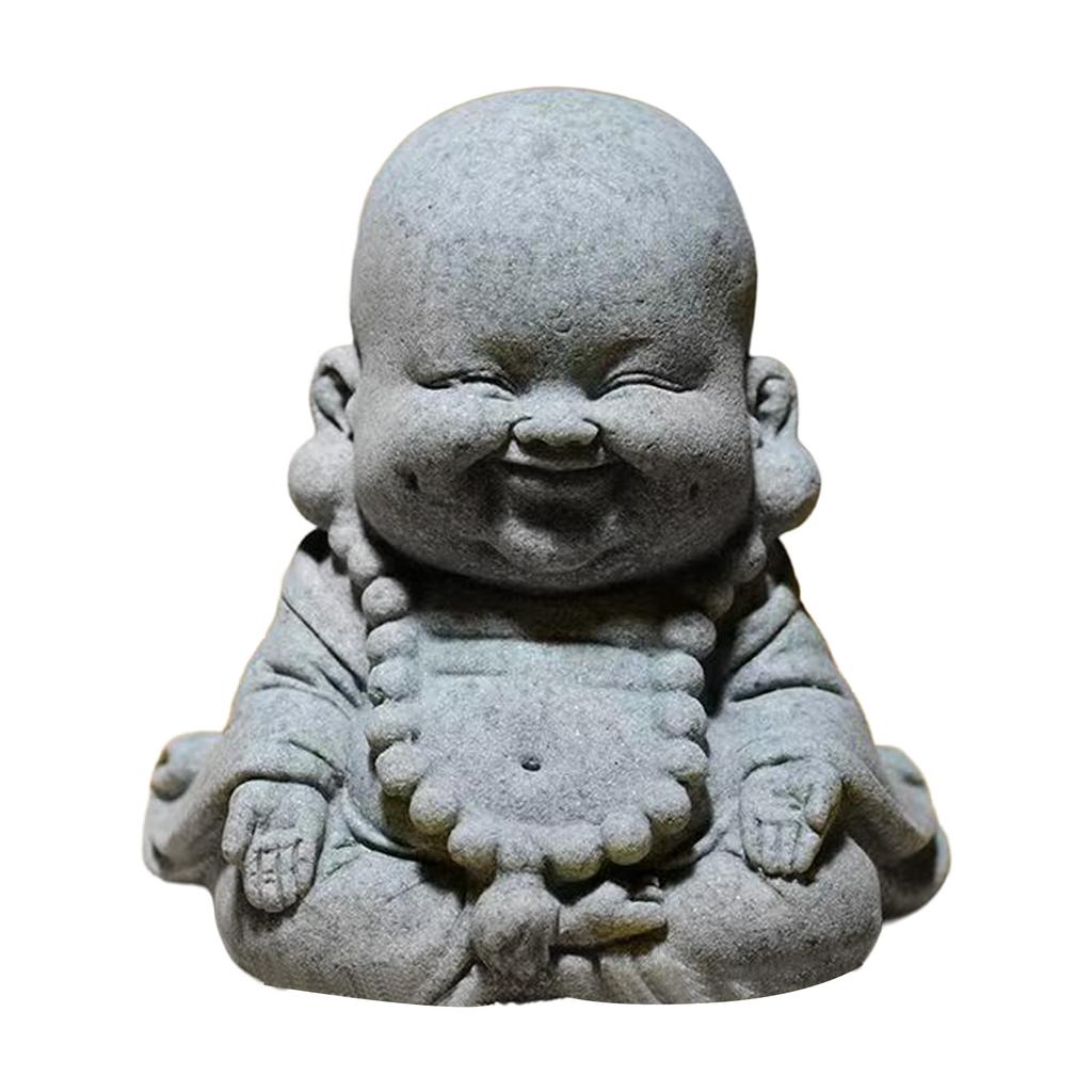 Mini Green Sandstone Buddha Statue Chinese Style Desktop Decoration Small Landscape Fish Tank Ornaments
